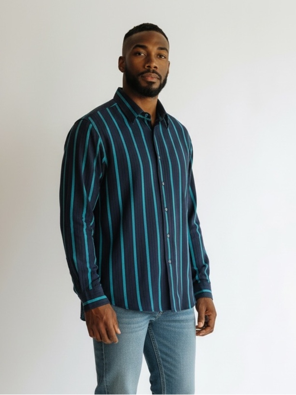 Paul Fredrick Men’s Long Sleeve Striped Button Down Shirt
